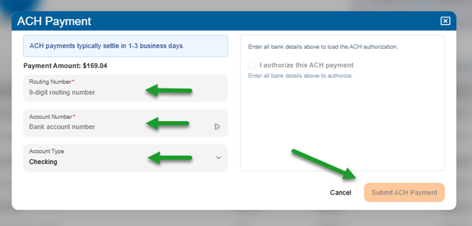 ACH Payment Processing InTempo Customer Portal