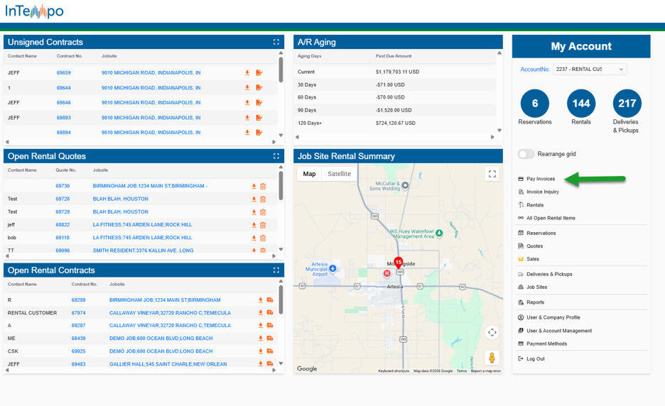 Pay Invoices in InTempo Customer Portal